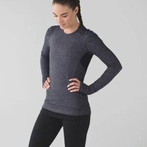 Lululemon Think Fast Long Sleeve Heathered Herringbone Black